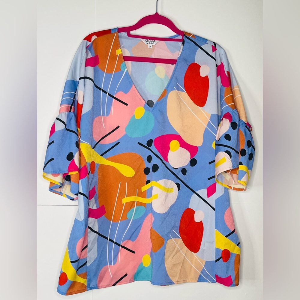 Crosby by mollie Burch colorful top blouse size M